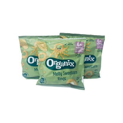 Organix Melty Sweetcorn Organic Rings Baby Snack 6 months+ 20g - Pack of 3 (20g x 3)