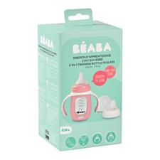 Béaba 2 In1 Glass Learning Bottle With Silicone Cover Pink 210ml