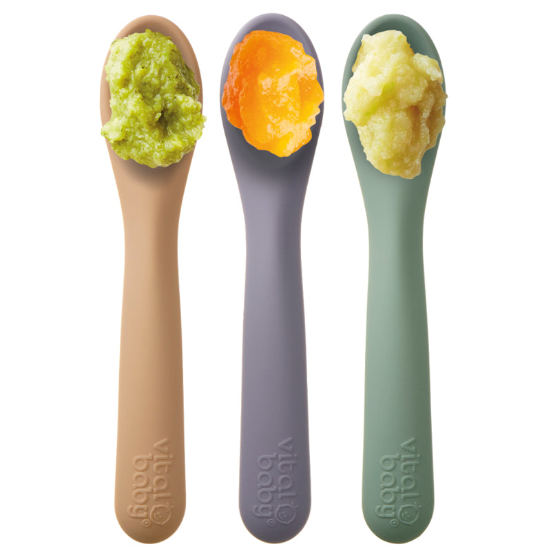 Vital Baby NOURISH Silicone Spoons 3 Pack Pastel Mix