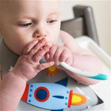 Nuby 3D Silicone Bib Rocket (Grey)