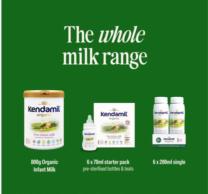Kendamil Organic Stage 1 First Infant Milk Ready-to-Feed Starter Pack | 6 x 70ml Kendamil