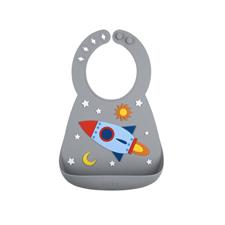 Nuby 3D Silicone Bib Rocket (Grey)