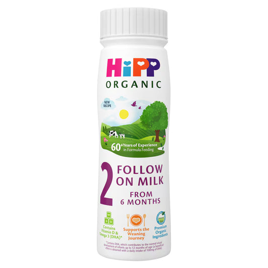HiPP Organic 2 Follow On Baby Milk Liquid Formula 6-12 months 200ml - Pack of 6 (200ml x 6)