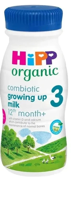 HiPP Organic 3 Baby Toddler Milk Liquid Formula 1+ Years 200mL - Pack of 6 (200ml x 6)