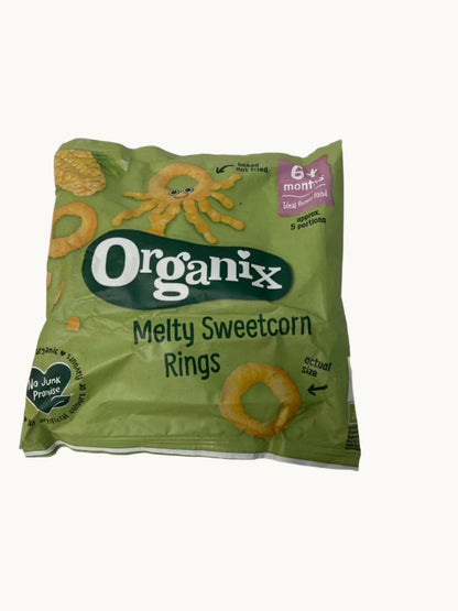 Organix Melty Sweetcorn Organic Rings Baby Snack 6 months+ 20g - Pack of 3 (20g x 3)