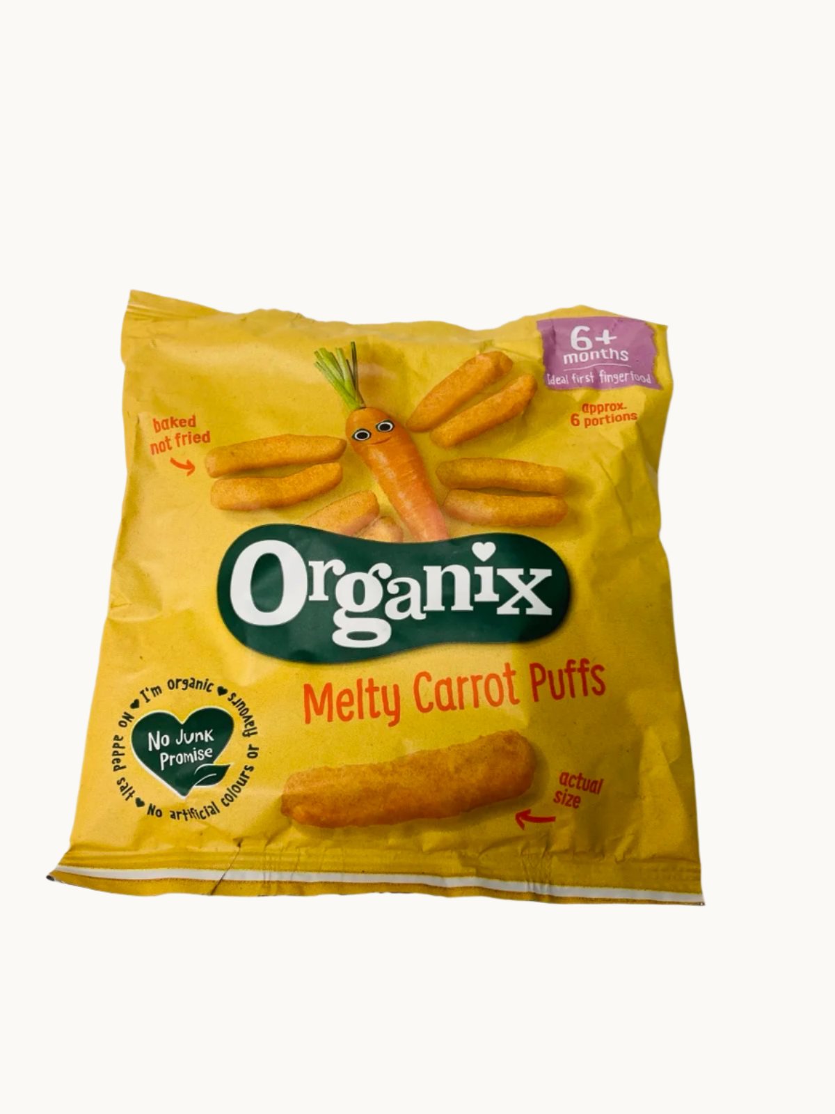 Organix Melty Carrot Organic Puffs Baby Snack 6 months+ 20g - Pack of 3 (20g x 3)