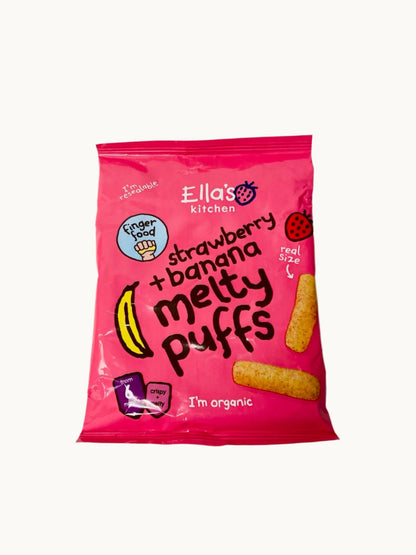 Ella's Kitchen Strawberry and Banana Melty Puffs Baby Snack 6+ Months 20g - Pack of 3 (20g x 3)