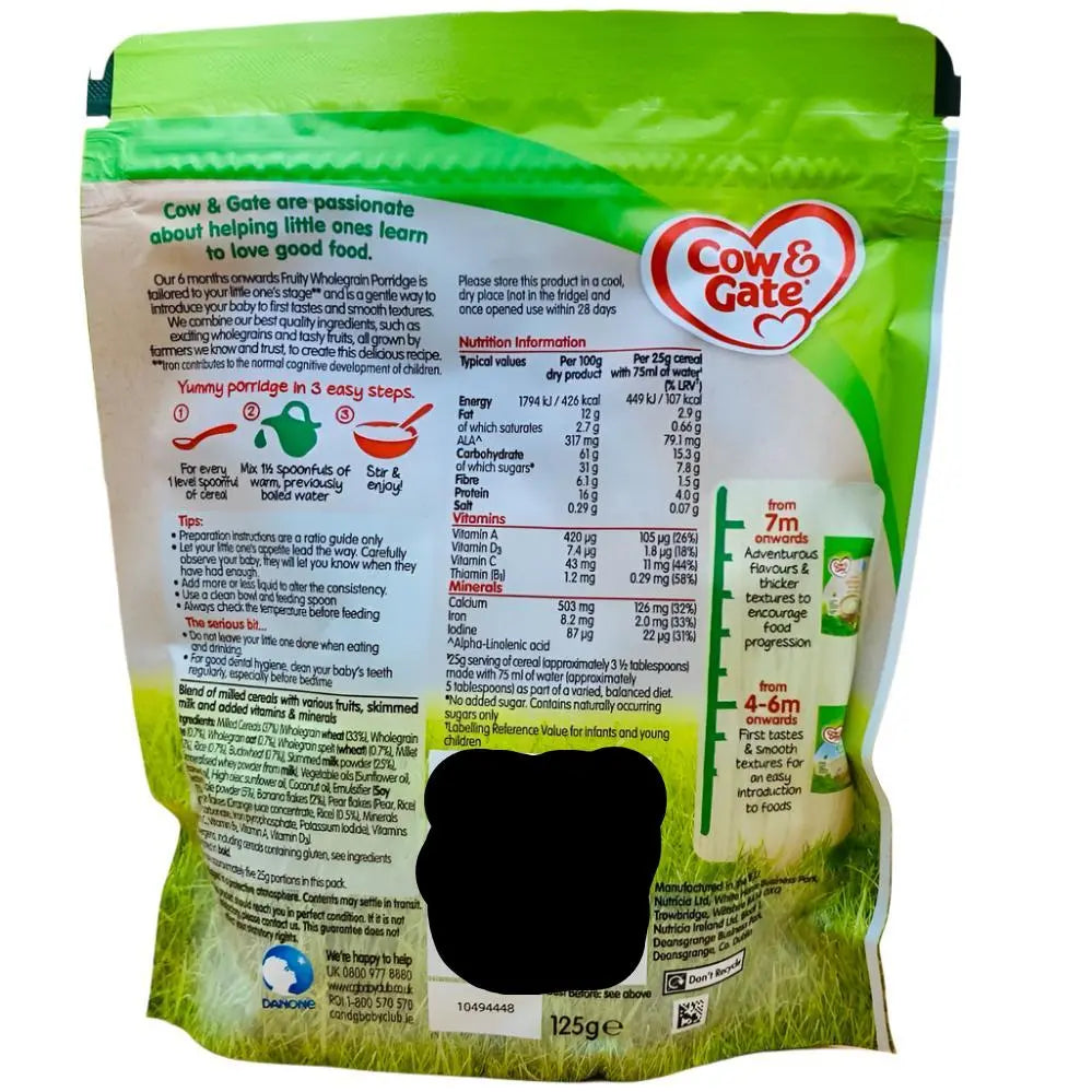 Cow & Gate Fruity Porridge Baby Cereal (125g) - UK VERSION
