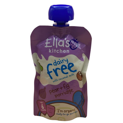 Ella's Kitchen Organic Dairy Free Pear & Fig Porridge 6 months+ (100g) - Pack of 7 Pouches (100g x 7)