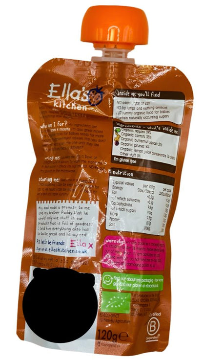 Ella's Kitchen Organic Butternut Squash, Carrots, Apples & Prunes Pouch (120g) - Pack of 7 Pouches (120g x 7)