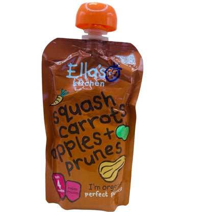 Ella's Kitchen Organic Butternut Squash, Carrots, Apples & Prunes Pouch (120g) - Pack of 7 Pouches (120g x 7)