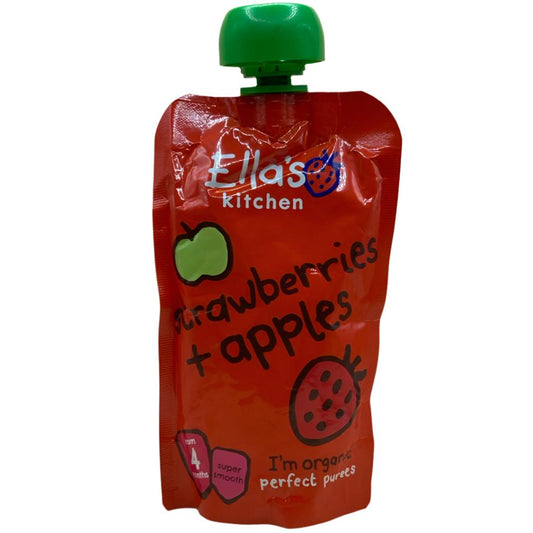 Ella's Kitchen Organic Strawberries & Apples Baby Pouch 4+ Months (120g) - Pack of 7 Pouches (120g x 7)