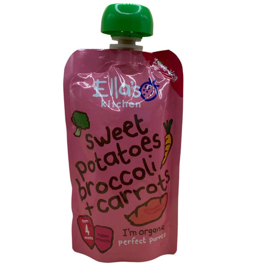 Ella's Kitchen Organic Sweet Potatoes, Broccoli & Carrots Baby Pouch (120g) - Pack of 7 Pouches (120g x 7)